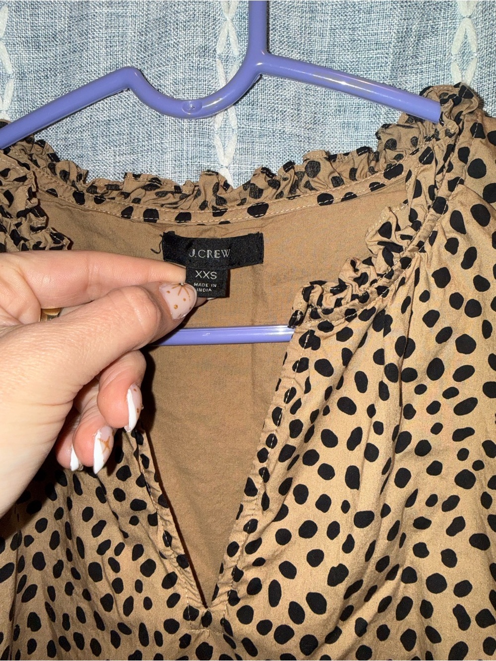 J. Crew Brown Polka Dot Tiered Wrap-Style Mini Dress - Picture 2 of 3